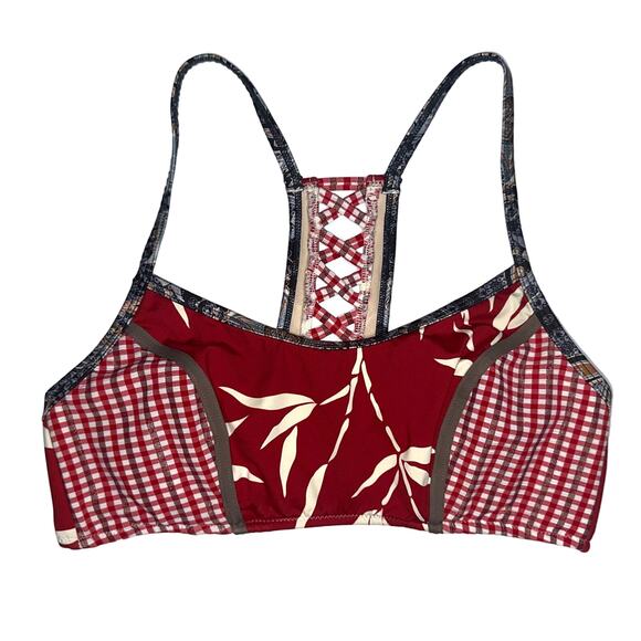 Kuleana Leaf Gingham Bikini Top Size Medium - Picture 1 of 10